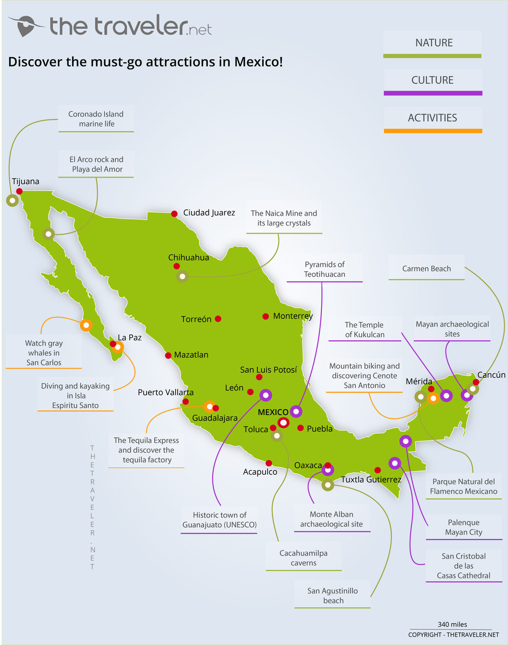 Places to visit Mexico: tourist maps and must-see attractions